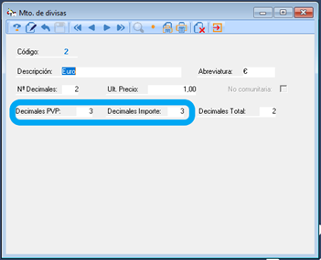 Com puc canviar els decimals de PVP, IMPORT?