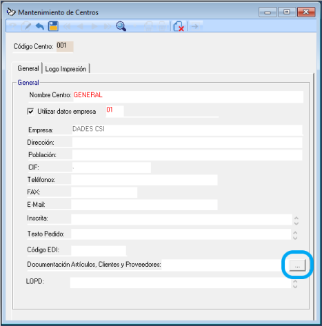 Com puc configurar una ruta compartida on guardar documentació d’articles, clients i proveïdors?