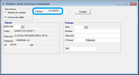 Com puc modificar el client d’una factura comptabilitzada?