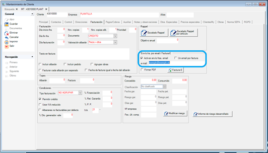 Com puc enviar la facturació per e-mail?